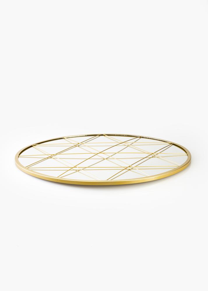 KAILA Rundt Spejl Triangles - Guld 35 cm Ø