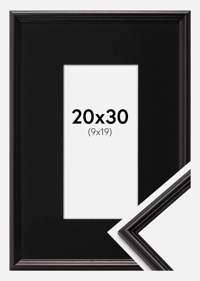 Ramme Horndal Sort 20x30 cm - Passepartout Sort 10x20 cm