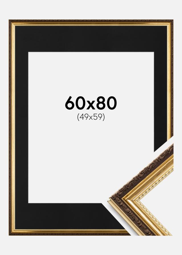 Ramme Abisko Guld 60x80 cm - Passepartout Sort 50x60 cm