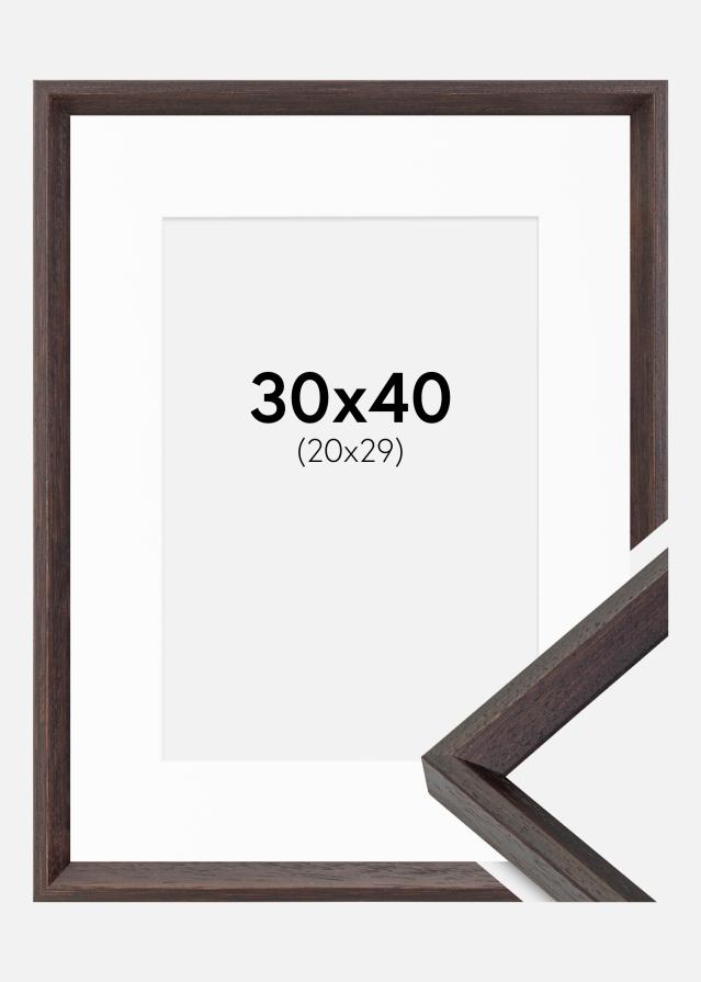 Ramme Globe Espresso 30x40 cm - Passepartout Hvid 21x30 cm