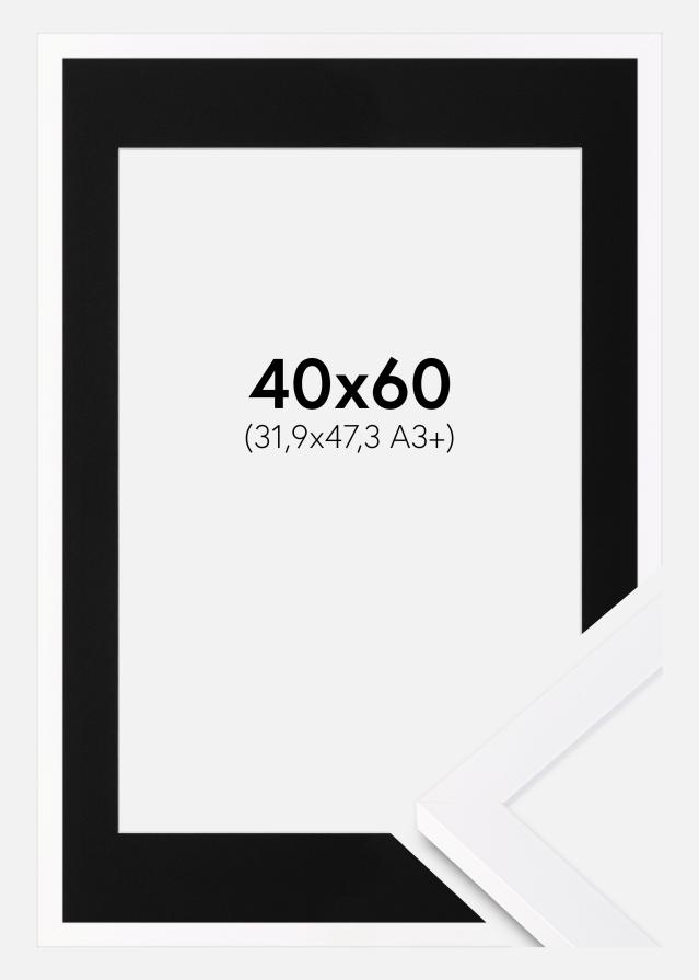 Ramme Selection Hvid 40x60 cm - Passepartout Sort 32,9x48,3 cm (A3+)