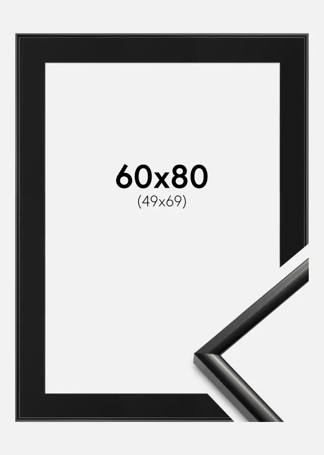 Ramme New Lifestyle Sort 60x80 cm - Passepartout Sort 50x70 cm