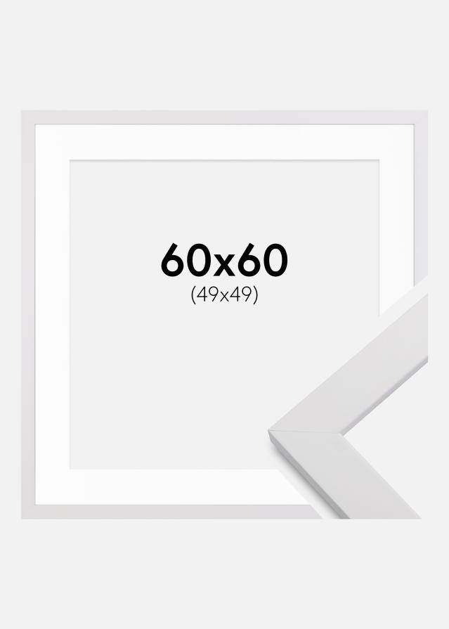 Ramme White Wood 60x60 cm - Passepartout Hvid 50x50 cm