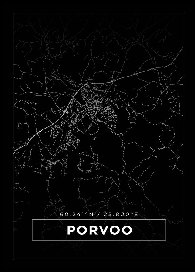 Kort - Porvoo - Sort Plakat
