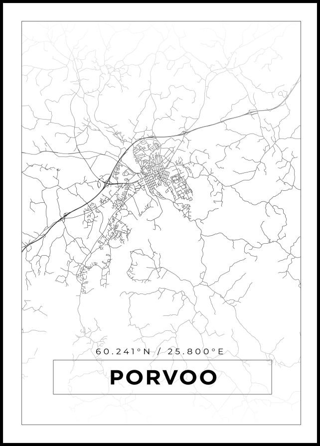 Kort - Porvoo - Hvid Plakat