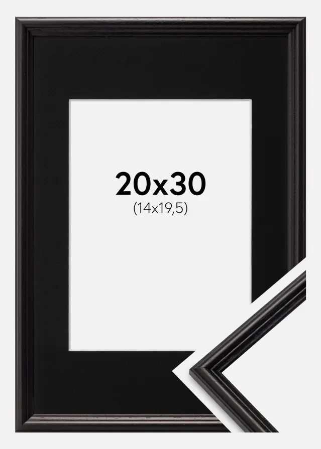 Ramme Horndal Sort 20x30 cm - Passepartout Sort 15x21 cm (A5)