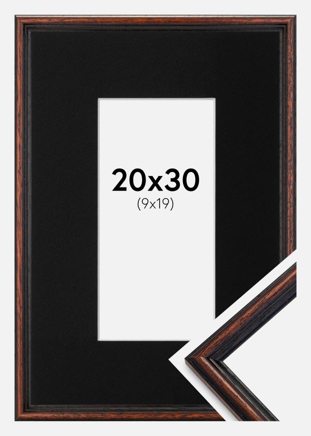 Ramme Horndal Valnød 20x30 cm - Passepartout Sort 10x20 cm