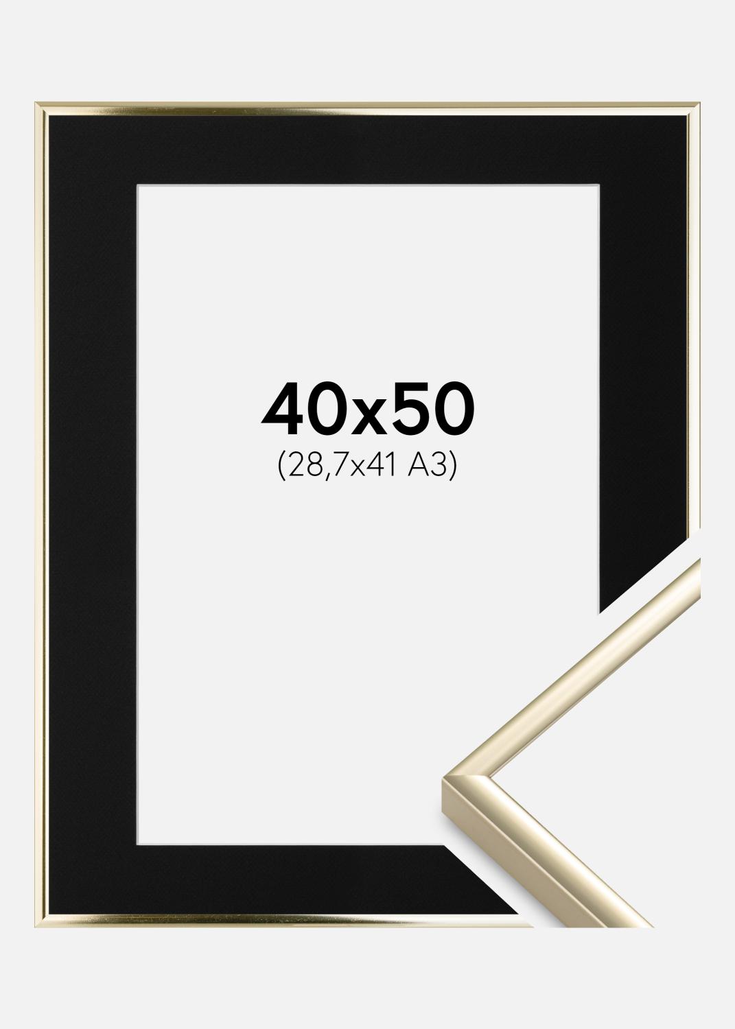 Product Image for Ramme Aluminium Blank Guld 40x50 cm - Passepartout Sort 29,7x42 cm (A3)