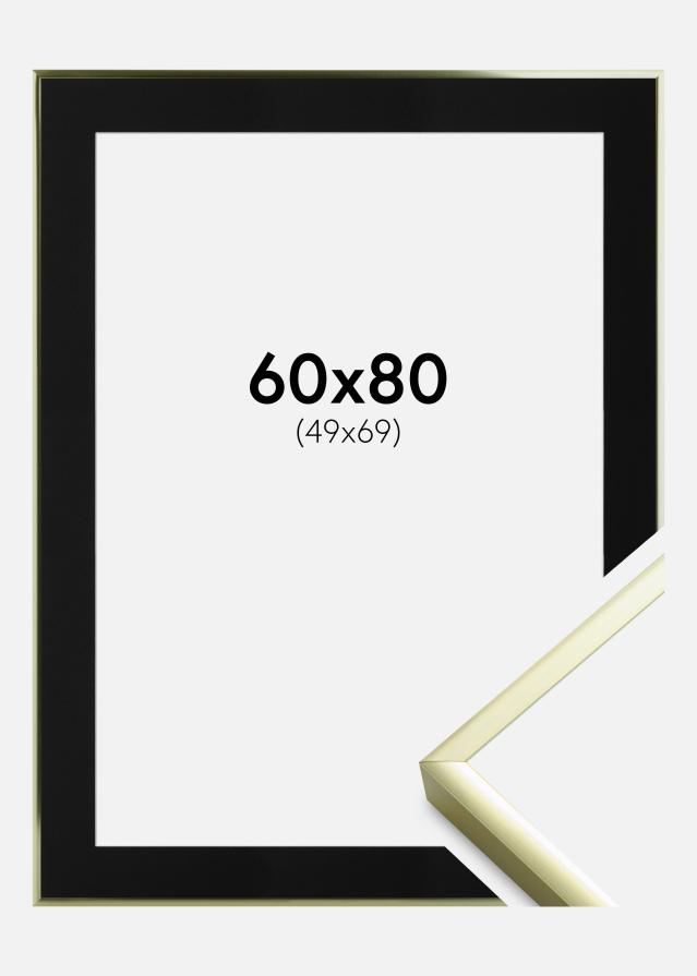 Ramme Poster Frame Aluminum Gold 60x80 cm - Passepartout Sort 50x70 cm