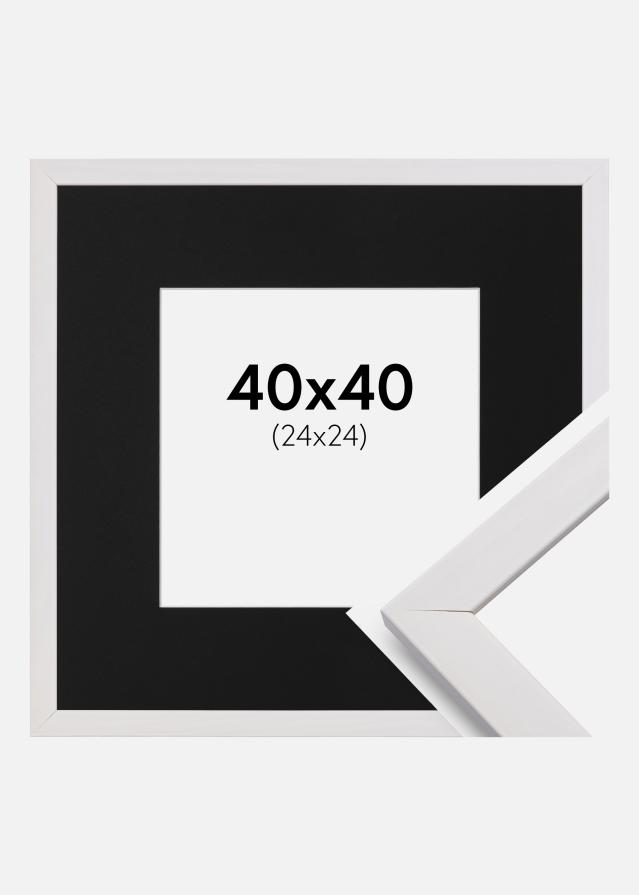 Ramme Stilren Hvid 40x40 cm - Passepartout Sort 25x25 cm