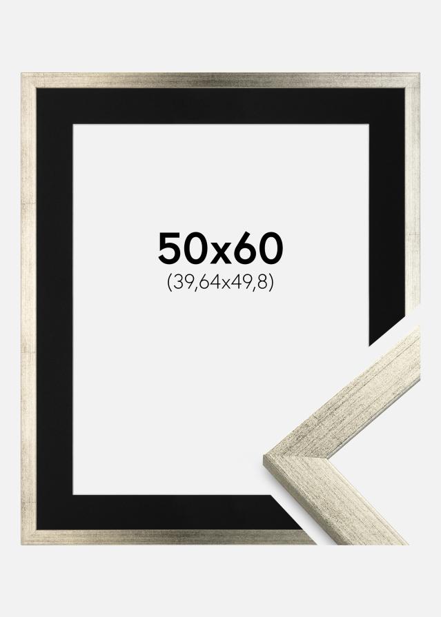 Ramme Stilren Sølv 50x60 cm - Passepartout Sort 16x20 inches