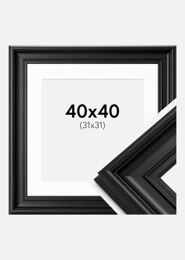 Ramme Mora Premium Sort 40x40 cm - Passepartout Hvid 32x32 cm