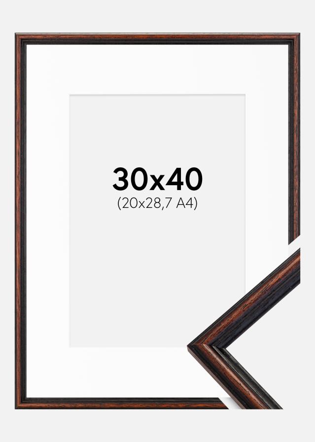 Ramme Horndal Valnød 30x40 cm - Passepartout Hvid 21x29,7 cm (A4)