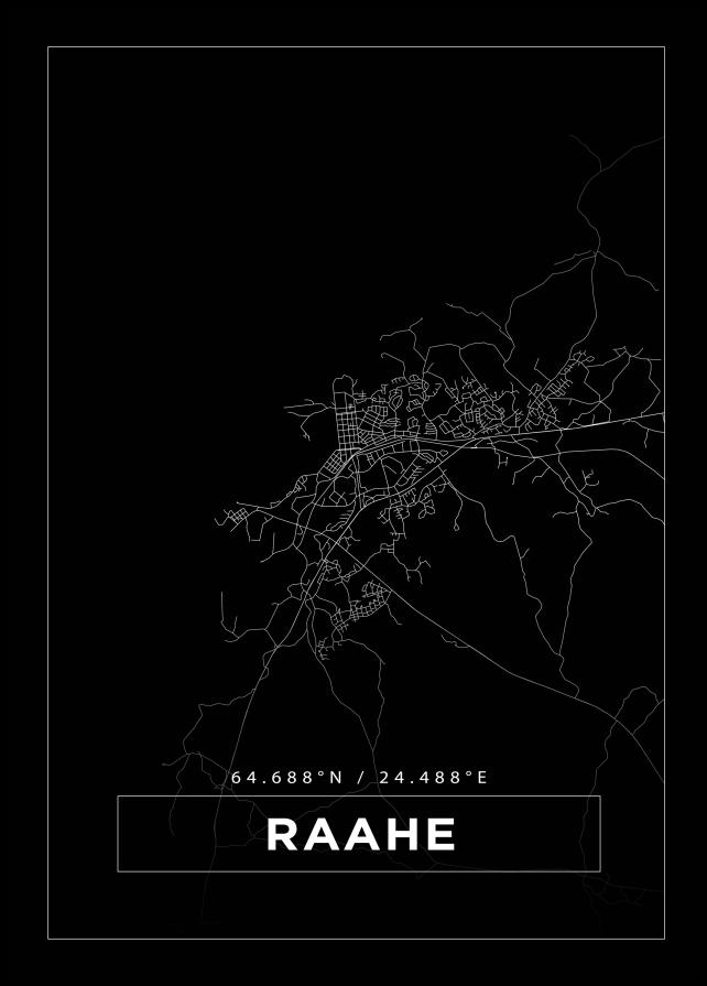 Kort - Raahe - Sort Plakat