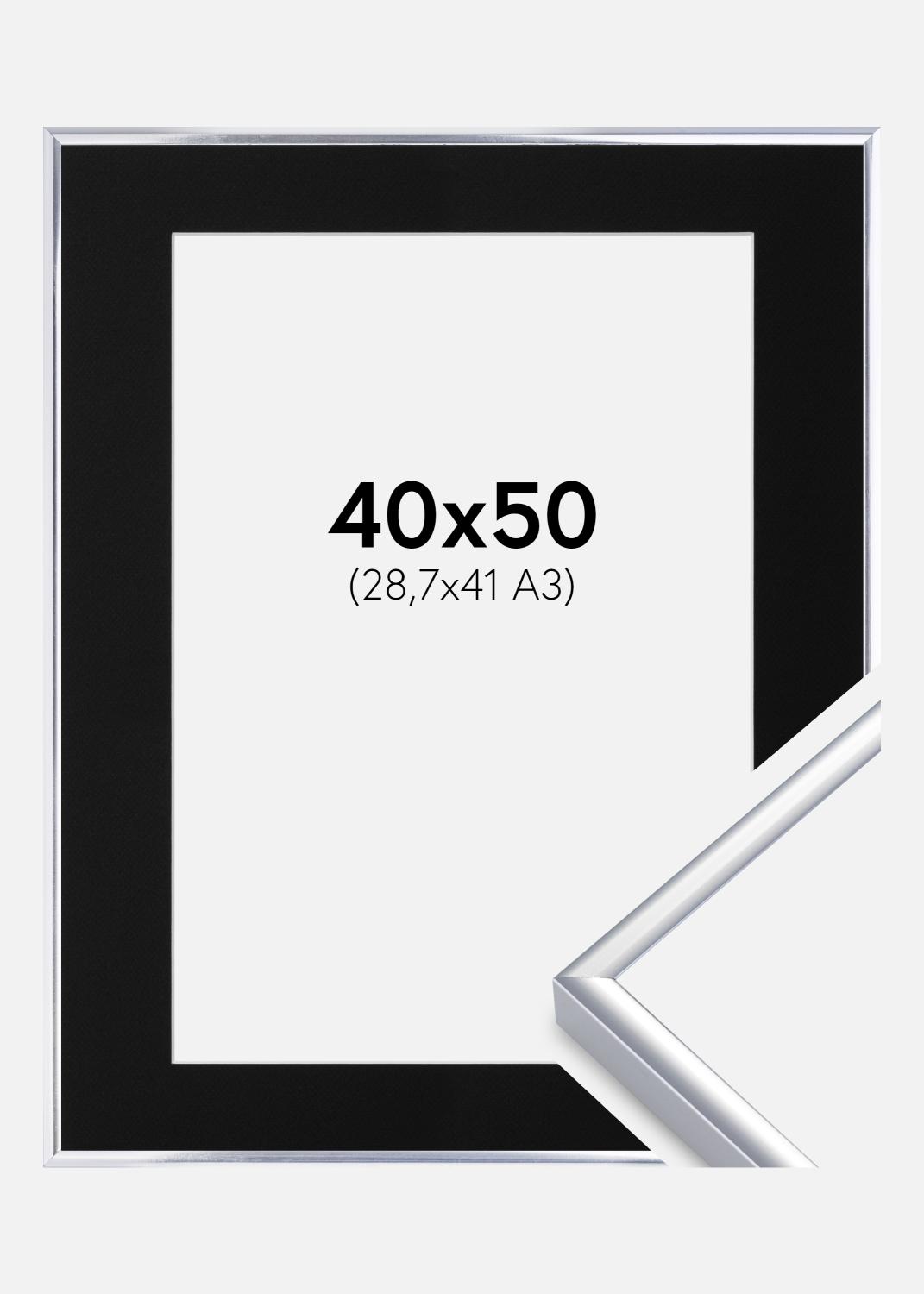 Product Image for Ramme Aluminium Blank Sølv 40x50 cm - Passepartout Sort 29,7x42 cm (A3)