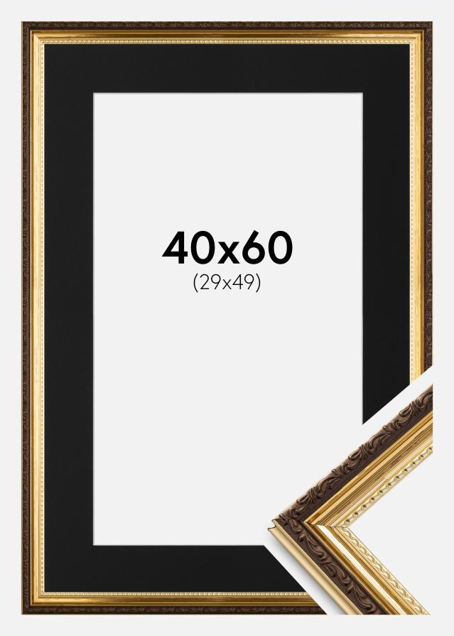 Ramme Abisko Guld 40x60 cm - Passepartout Sort 30x50 cm