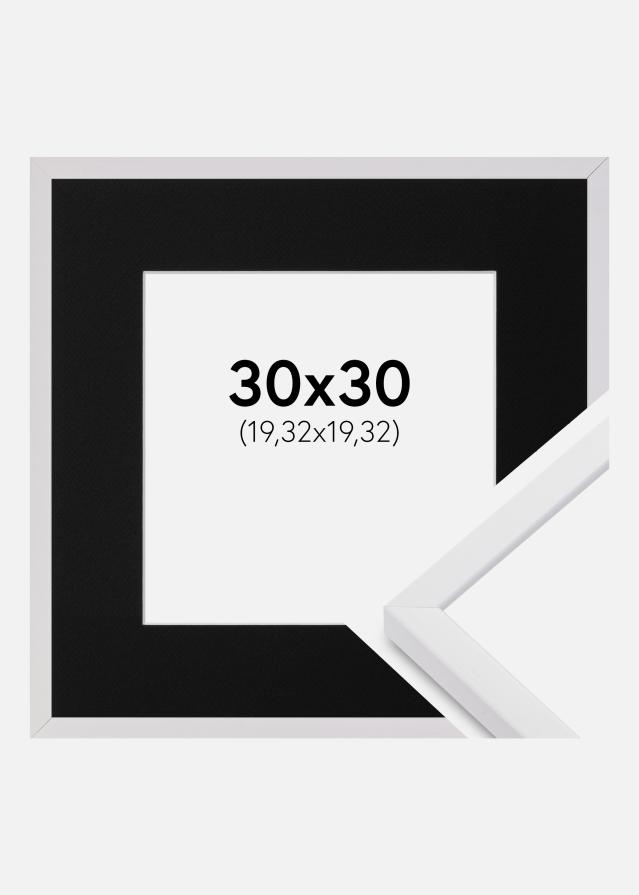 Ramme E-Line Hvid 30x30 cm - Passepartout Sort 8x8 inches