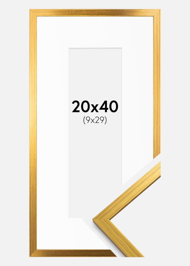 Ramme Edsbyn Guld 20x40 cm - Passepartout Hvid 10x30 cm