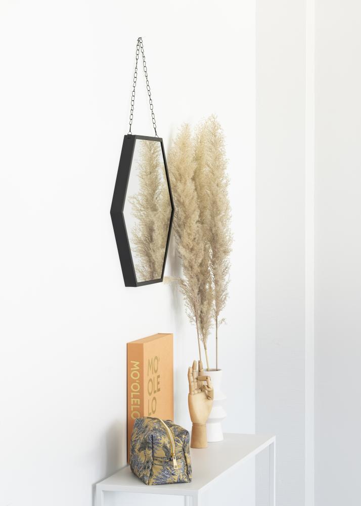 KAILA Spejl Hex Chain - Sort 39x45 cm
