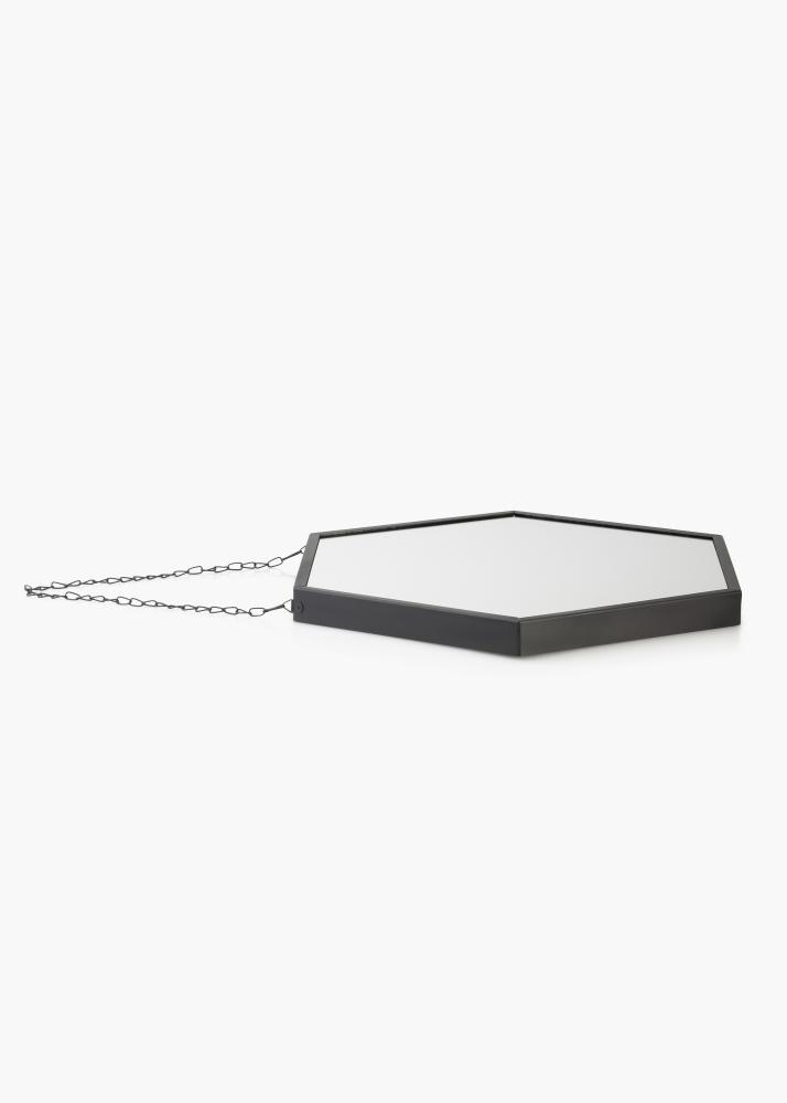 KAILA Spejl Hex Chain - Sort 39x45 cm