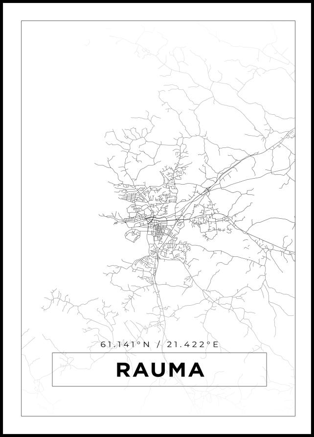 Kort - Rauma - Hvid Plakat