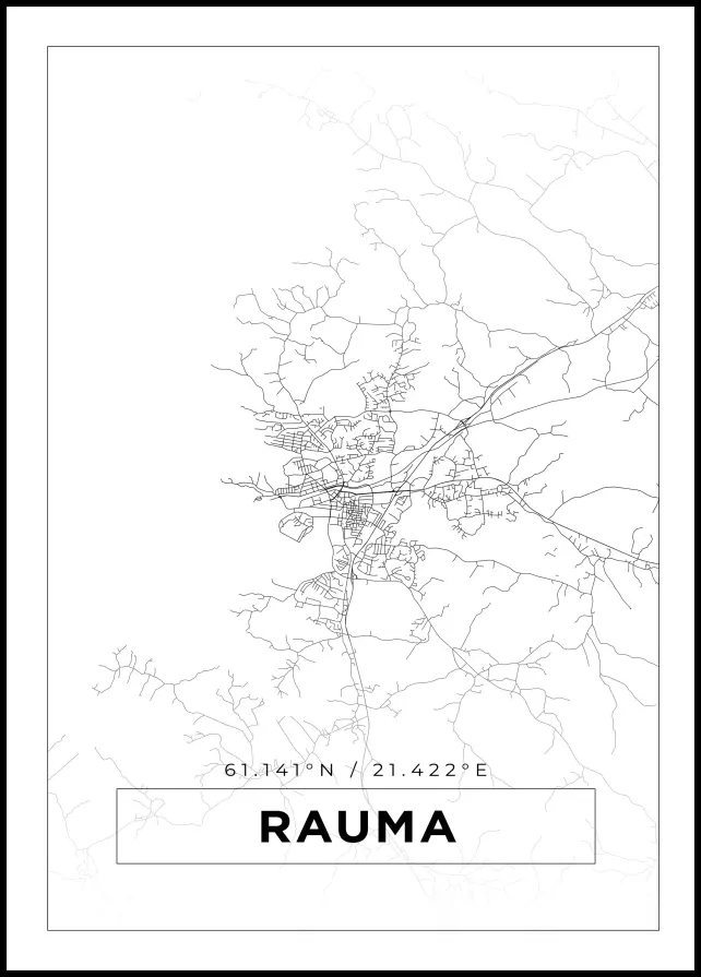 Kort - Rauma - Hvid Plakat