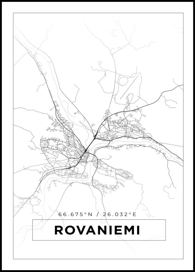 Kort - Rovaniemi - Hvid Plakat