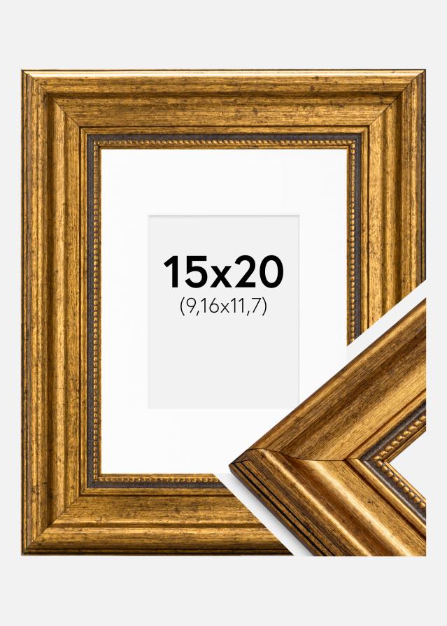 Ramme Rokoko Guld 15x20 cm - Passepartout Hvid 4x5 inches