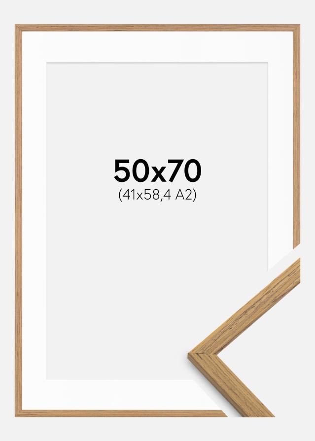 Ramme Edsbyn Teak 50x70 cm - Passepartout Hvid 42x59,4 cm (A2)