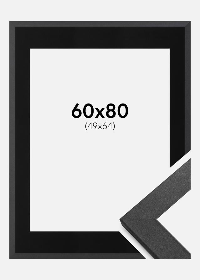 Ramme Graphite Wood 60x80 cm - Passepartout Sort 50x65 cm