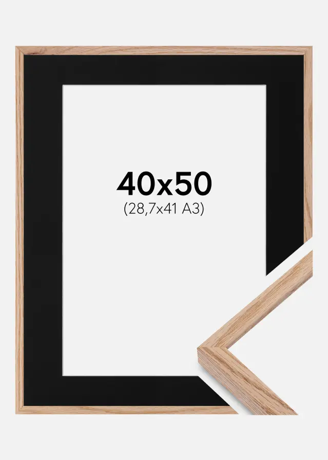 Ramme E-Line Eg 40x50 cm - Passepartout Sort 29,7x42 cm (A3)