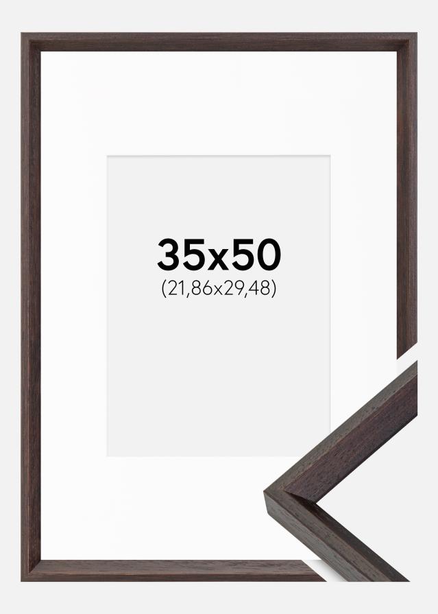 Ramme Globe Espresso 35x50 cm - Passepartout Hvid 9x12 inches