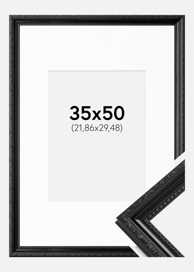 Ramme Abisko Sort 35x50 cm - Passepartout Hvid 9x12 inches