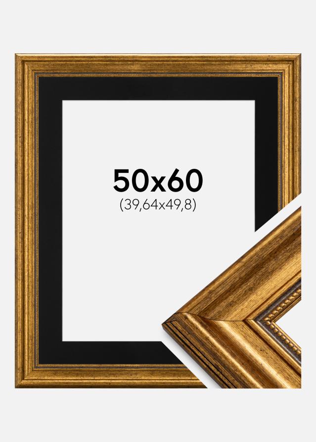 Ramme Rokoko Guld 50x60 cm - Passepartout Sort 16x20 inches