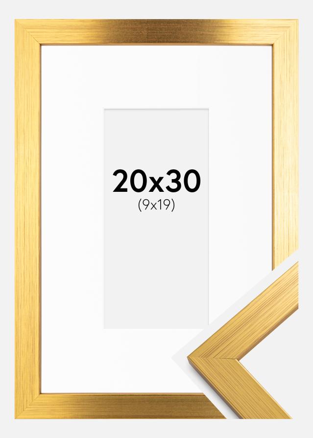 Ramme Gold Wood 20x30 cm - Passepartout Hvid 10x20 cm