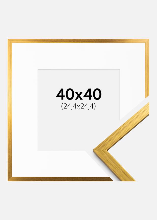 Ramme Edsbyn Guld 40x40 cm - Passepartout Hvid 10x10 inches