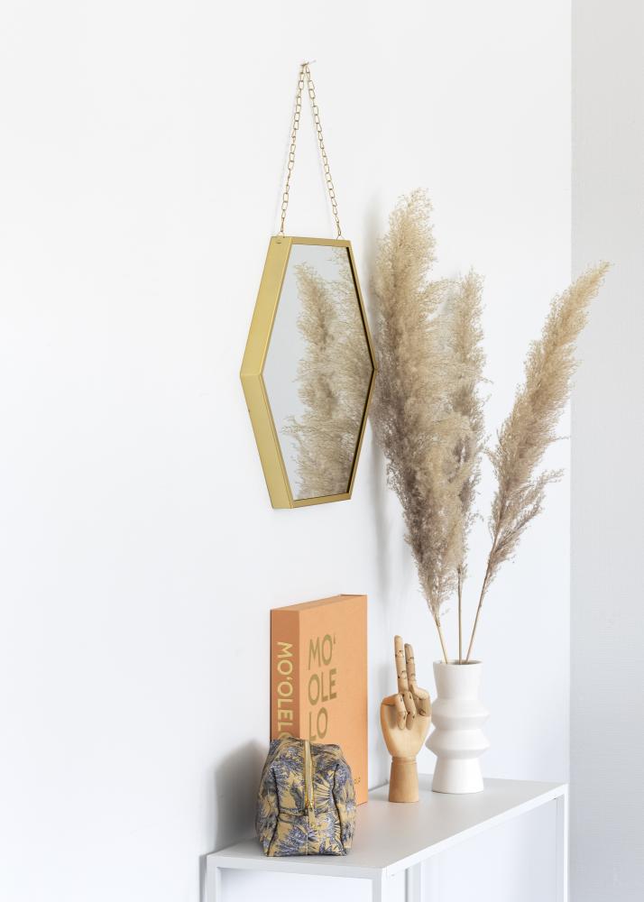KAILA Spejl Hex Chain - Guld 39x45 cm