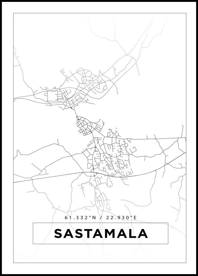 Kort - Sastamala - Hvid Plakat