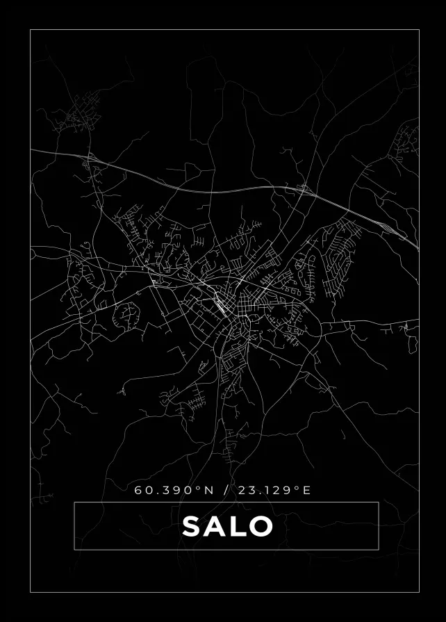 Kort - Salo - Sort Plakat