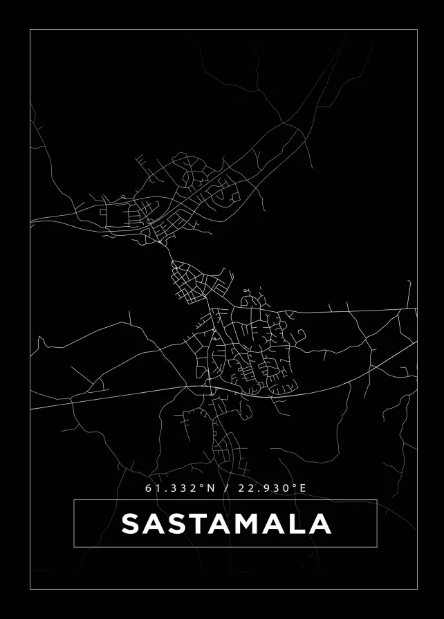 Kort - Sastamala - Sort Plakat