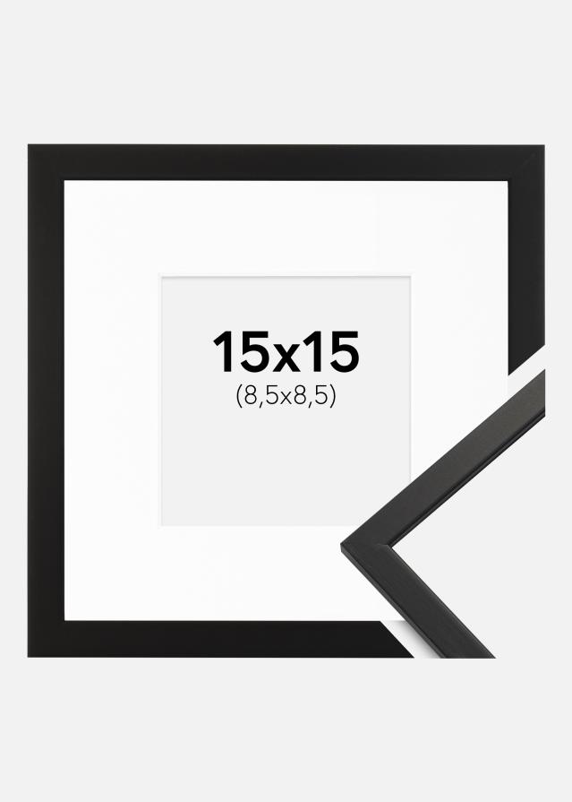 Ramme Edsbyn Sort 15x15 cm - Passepartout Hvid 9x9 cm