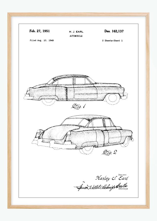 Patenttegning - Cadillac I Plakat