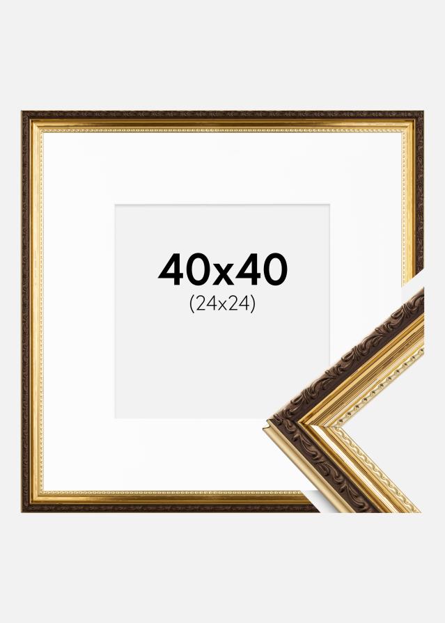 Ramme Abisko Guld 40x40 cm - Passepartout Hvid 25x25 cm