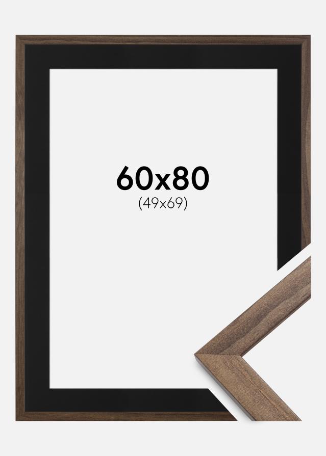 Ramme Stilren Valnød 60x80 cm - Passepartout Sort 50x70 cm