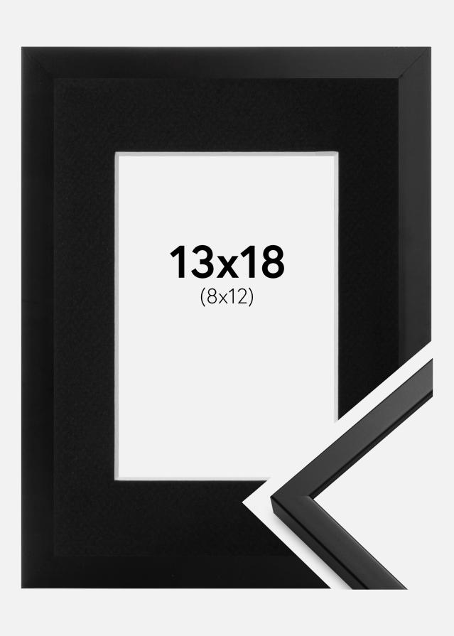 Ramme Oslo Sort 13x18 cm - Passepartout Sort 9x13 cm