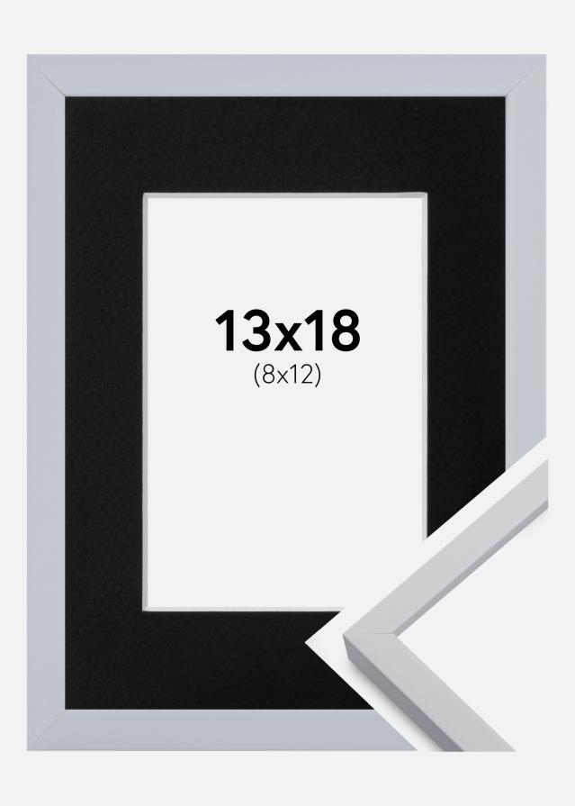 Ramme Oslo Hvid 13x18 cm - Passepartout Sort 9x13 cm