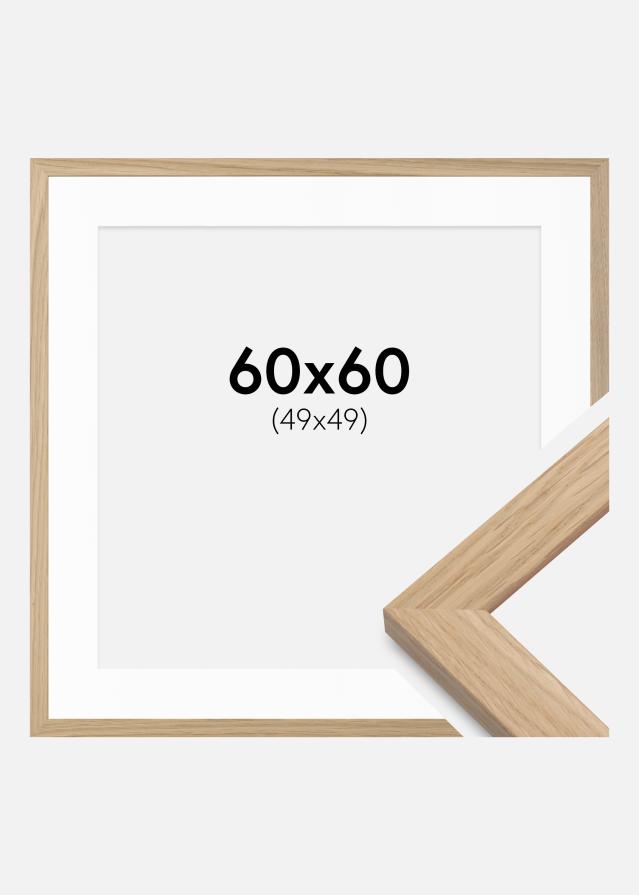 Ramme Oak Wood 60x60 cm - Passepartout Hvid 50x50 cm