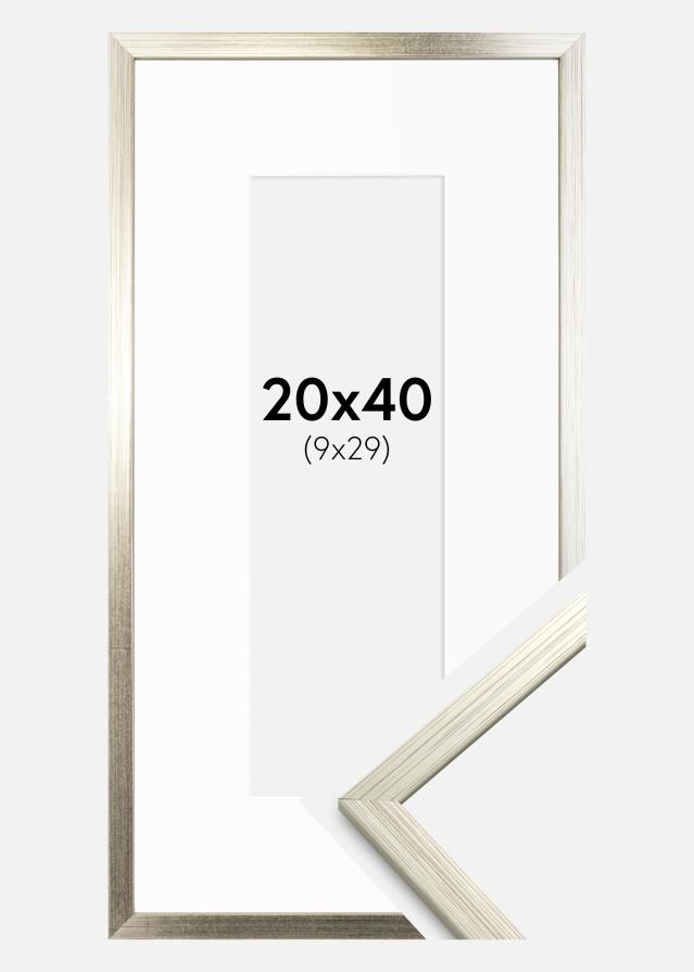 Ramme Edsbyn Sølv 20x40 cm - Passepartout Hvid 10x30 cm