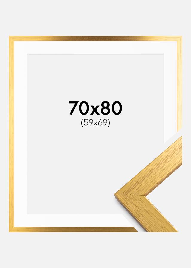Ramme Gold Wood 70x80 cm - Passepartout Hvid 60x70 cm