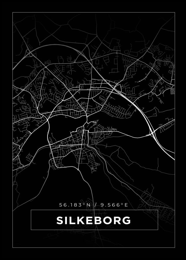 Kort - Silkeborg - Sort Plakat